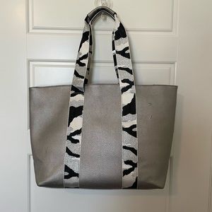 Large gray leather bag